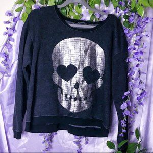 Wildfox Skull Graphic Sweatshirt Metallic RAre